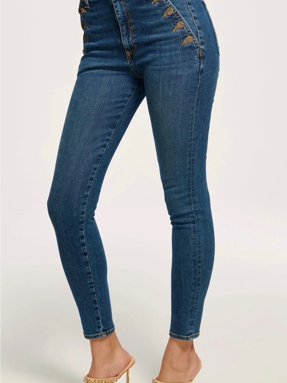Ramy Brook Dark Blue Sailor Button Boyfriend Jeans